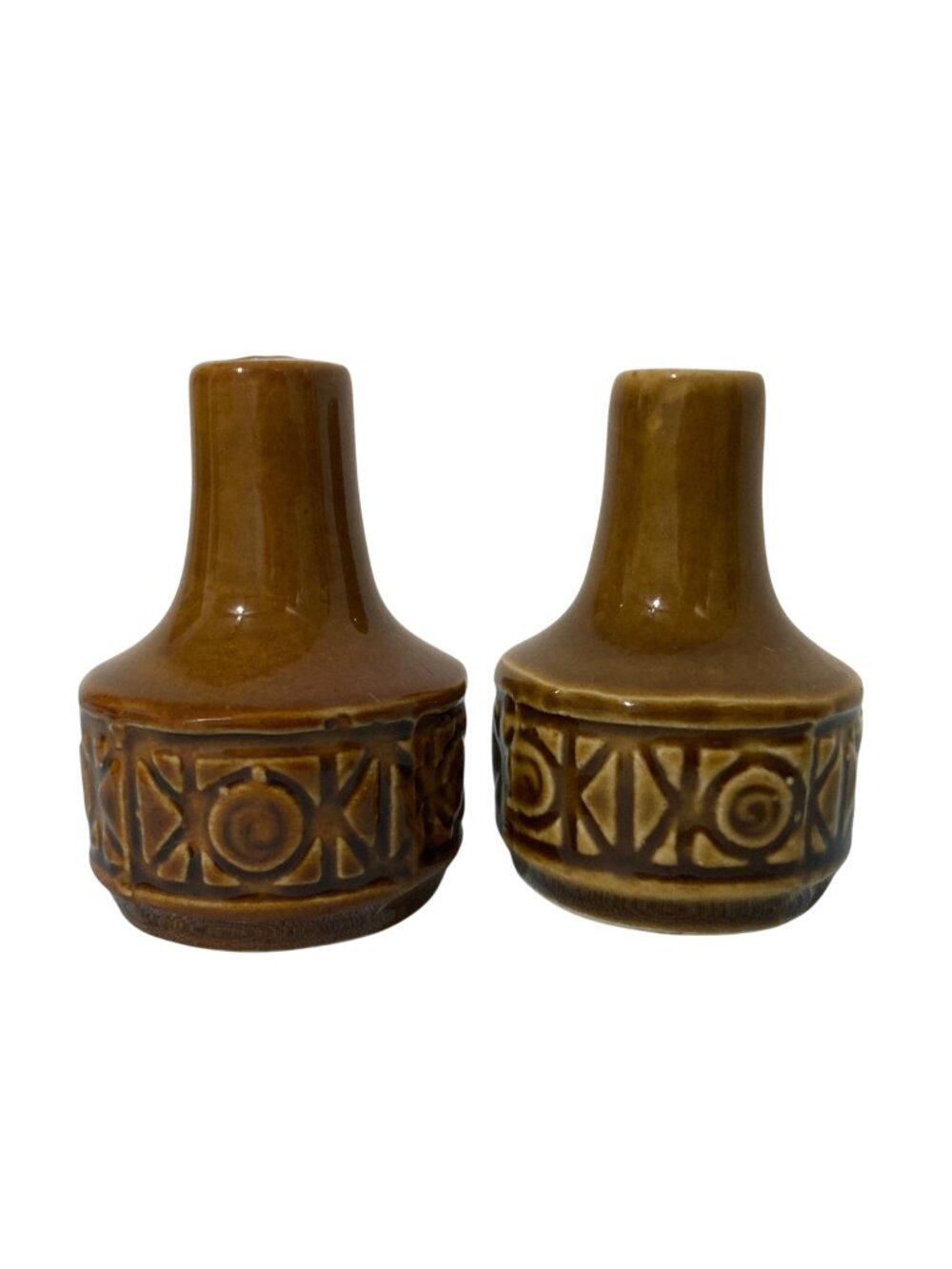 Vintage Parry Brown Glaze Mid Century Salt And Pepper Shakers